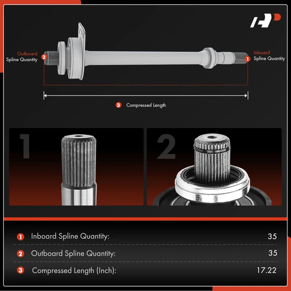 Front Passenger CV Intermediate Shaft with ABS Ring for Ford Escape 01-12 Mercury
