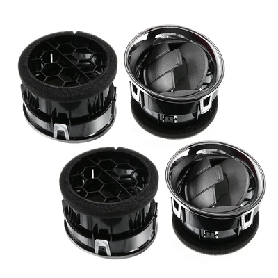 4 Pcs Chrome & Gray AC Heater Dash Air Vent Louver