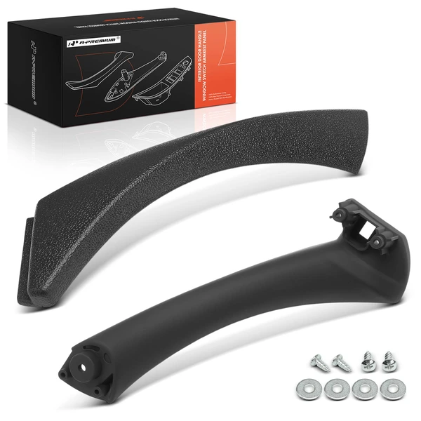 2 Pcs Passenger Black Interior Door Pull Handle Trim Set for BMW E90 F30 328i 07-12