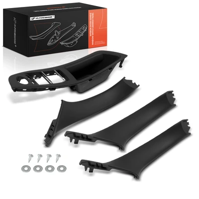 4 Pcs Driver & Passenger Black Interior Door Handle Panel Cover Trim Set