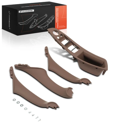 4 Pcs Driver & Passenger Red Brown Interior Door Handle Panel Cover Trim Set