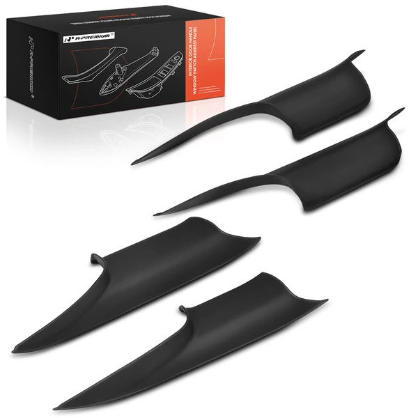 4 Pcs Driver & Passenger Black Interior Door Pull Handle Trim Cover Set for BMW F01 740i