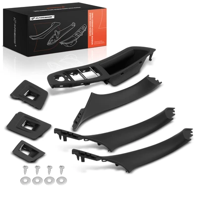 7 Pcs Driver & Passenger Black Interior Door Handle Panel Cover Trim Set