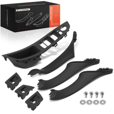 7 Pcs Black Inner Door Panel Handle Pull Trim Cover Set