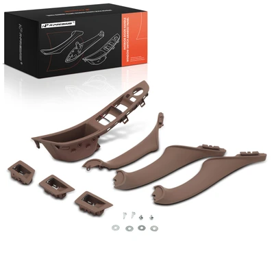 4 Pcs Driver & Passenger Red Brown Interior Door Handle Panel Cover Trim Set