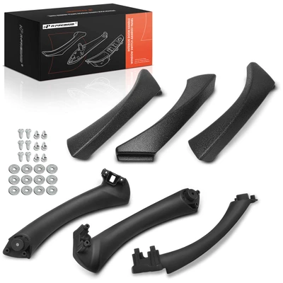 6 Pcs Driver & Passenger Black Interior Door Pull Handle Trim Set