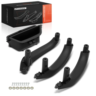 4 Pcs Driver & Passenger Black Door Pull Handle Panel Trim