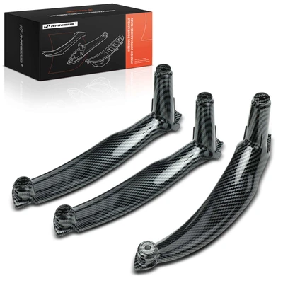 3 Pcs Driver & Passenger Carbon Fiber Pattern Door Pull Handle Panel
