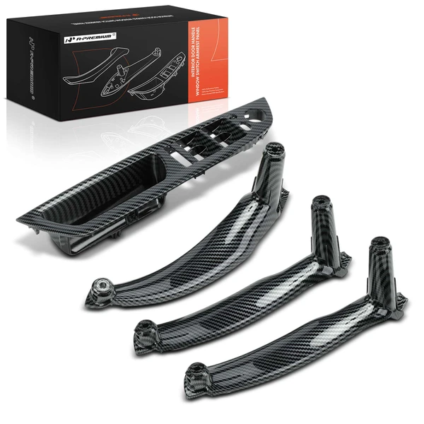 4 Pcs Driver & Passenger Carbon Fiber Door Handle Panel Trim for 2007-2013 BMW X5