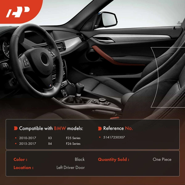 Driver Black Door Interior Inner Handle Pull Trim for BMW F25 X3 10-17 F26 X4