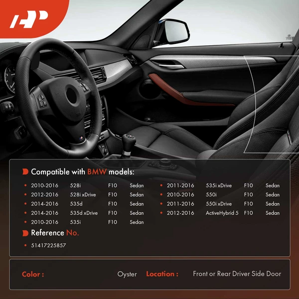 Driver Oyster Interior Door Pull Handle for BMW 528i 535d 535i 550i F10 2010-2016