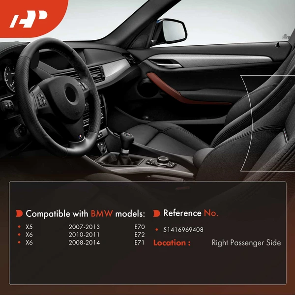 Passenger Red Brown Door Pull Handle Panel for BMW E70 X5 2007-2013 E71 E72 X6 2008-2014