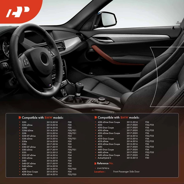 Front Passenger Beige Interior Door Pull Handle Trim for BMW 328i 428i 430i F30 F32