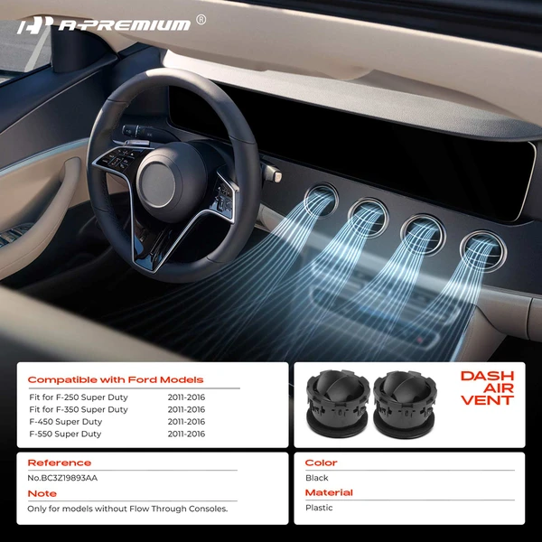 2 Pcs Black AC Heater Air Vent for Ford F-250 Super Duty 2011-2016