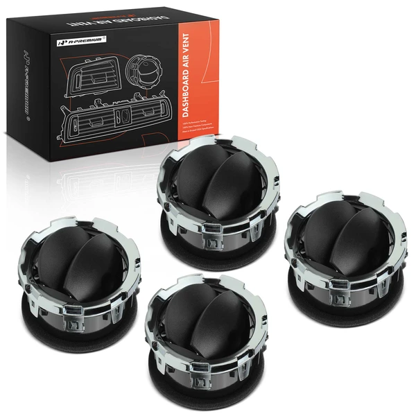 4 Pcs Dash AC Heater Air Vent Black & Chrome for Ford F-250 F-350 Super Duty 2008-2016