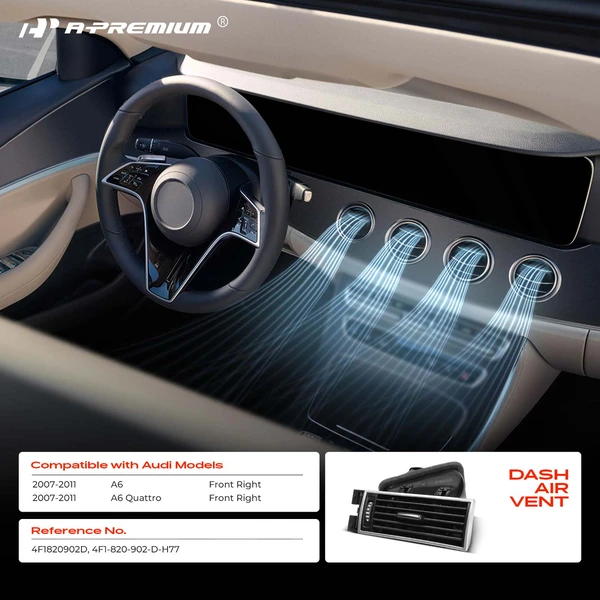 Front Passenger Black Dash Air Vent for Audi A6 Quattro A6 2007-2011