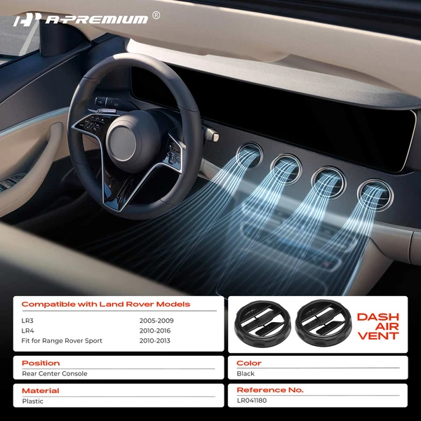 2 Pcs Black Rear Center Console Air Vent Grille Bezel for Land Rover LR3 2005-2009 LR4