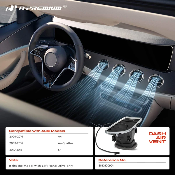 Front Driver Black Center Dash Air Vent for Audi A4 A4 Quattro 2009-2016 S4