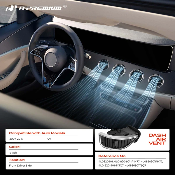 Front Driver Black Dashboard AC Air Vent for Audi Q7 2007-2015