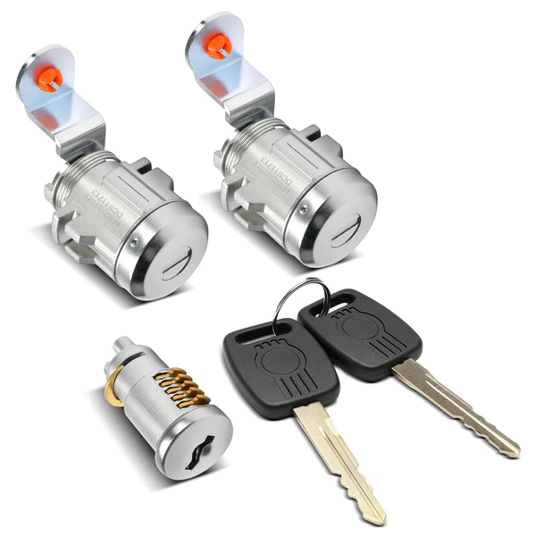 3 Pcs Front Driver & Passenger Door Lock Cylinder Set with 2 Keys for Kenworth T800 T660