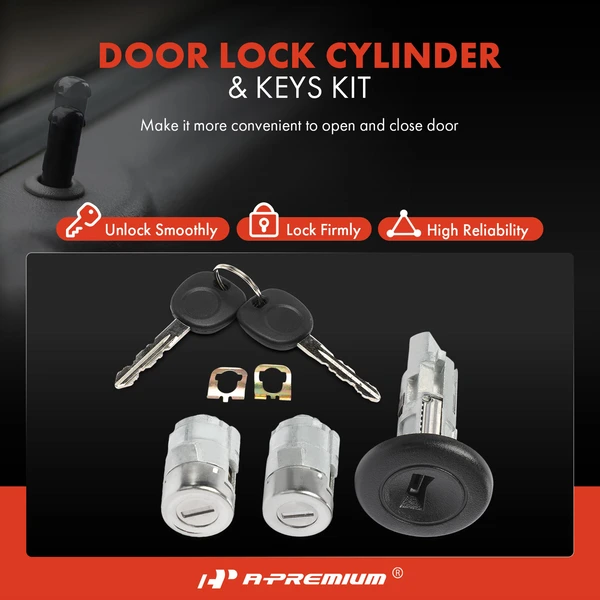 3 Pcs Front Driver & Passenger Door Lock Cylinder Set for Chevrolet Tahoe Blazer GMC