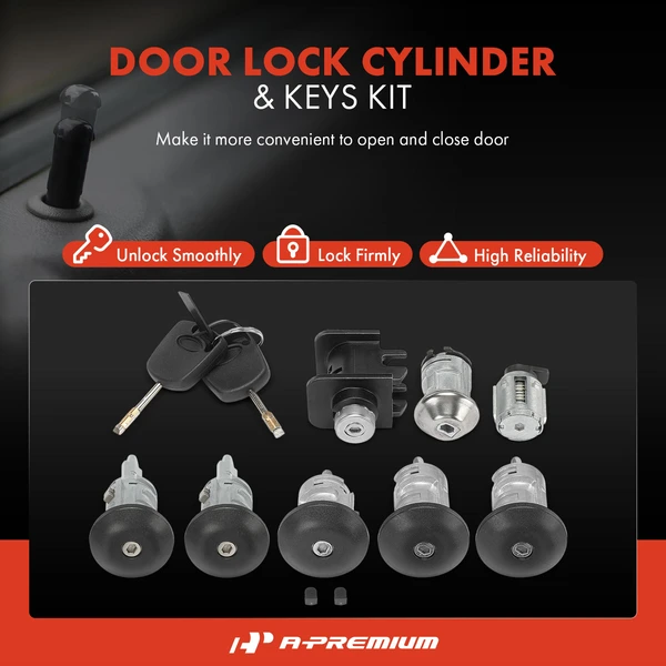 8 Pcs Front & Rear Door Lock Cylinder Set with 2 keys for Ford Transit Connect 2010-2013