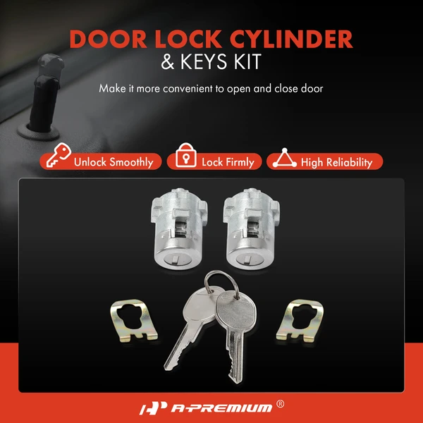 2 Pcs Door Lock Cylinder Set with 2 Keys for Pontiac Fiero 1984-1988