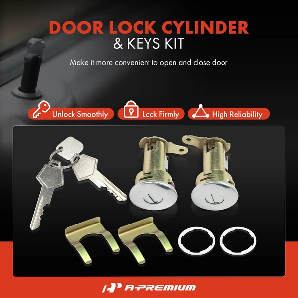 2 Pcs Door Lock Cylinder Set with 2 Keys for Dodge Charger 1966-1978 1983-1986