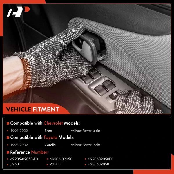 2 Pcs Left & Right Beige Interior Door Handle for Toyota Corolla Chevy 1998-2002