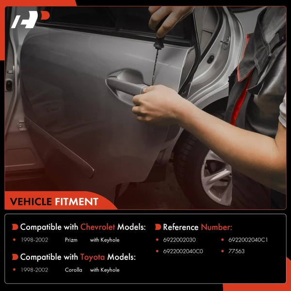 Front Left Smooth Black Exterior Door Handle for Toyota Corolla Chevy Prizm 98-02