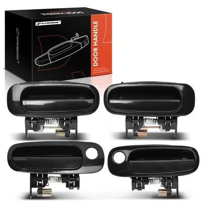 4 Pcs Front & Rear Smooth Black Exterior Door Handle