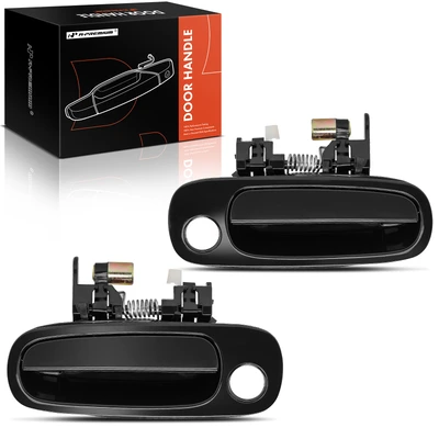 2 Pcs Front Smooth Black Exterior Door Handle