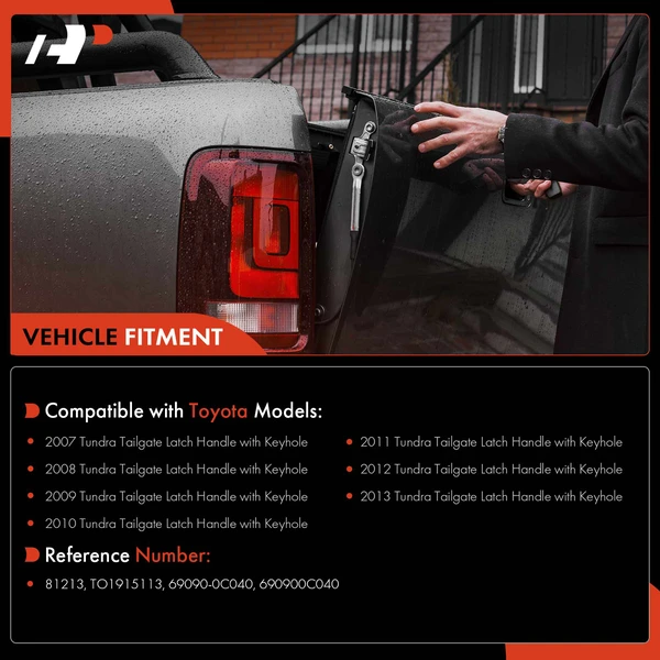 Textured Black Tailgate Latch Handle for Toyota Tundra 2007-2013