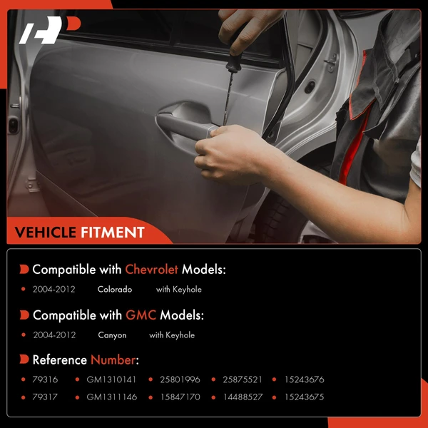 2 Pcs Front Textured Black Exterior Door Handle for Chevy Colorado GMC Canyon