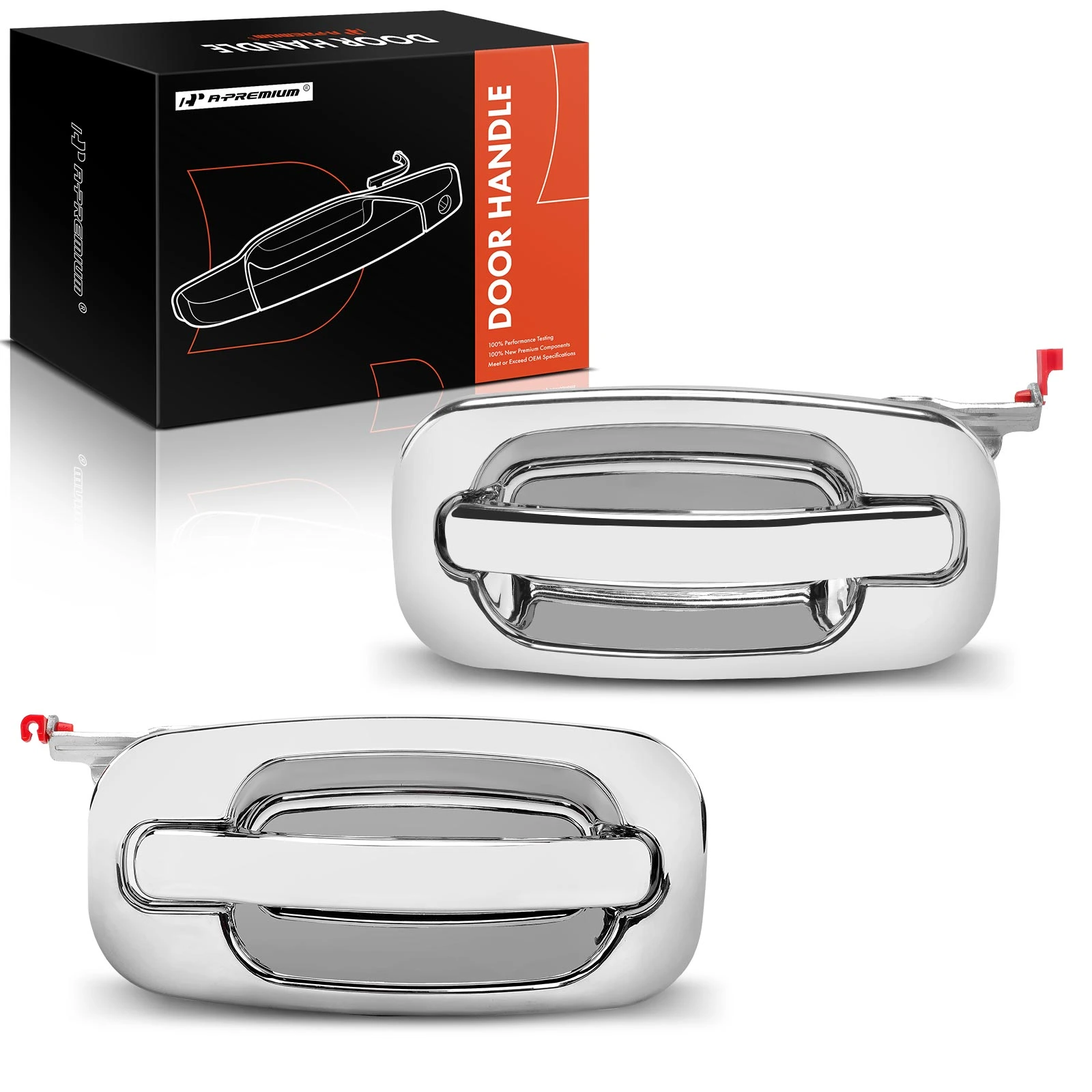 The A-premium 2 Pcs Rear Chrome Exterior Door Handle without Keyhole for Chevy Silverado 1500 GMC Cadillac Image 