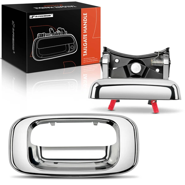 2 Pcs Rear Chrome Tailgate Latch Handle with Bezel for 1999-2006 Chevrolet Silverado 1500