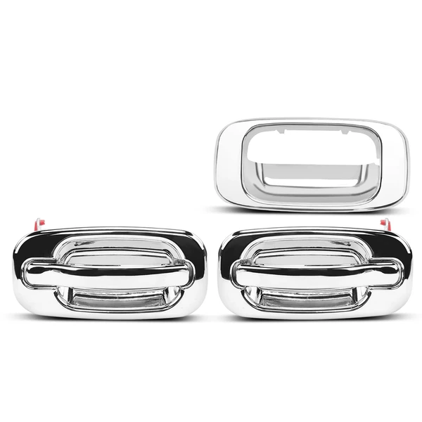 3 Pcs Front & Tailgate Chrome Exterior Door Handle for Chevy Silverado 1500 GMC