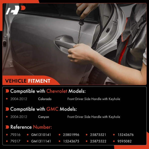 2 Pcs Front Textured Black Exterior Door Handle for Chevy Colorado GMC Canyon