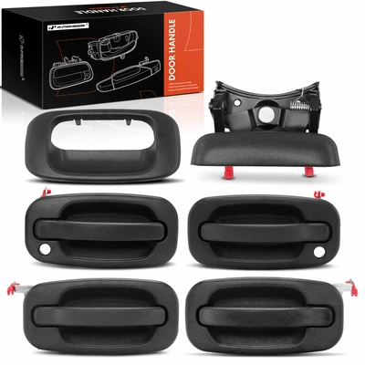 6 Pcs Door & Tailgate Textured Black Exterior Door Handle