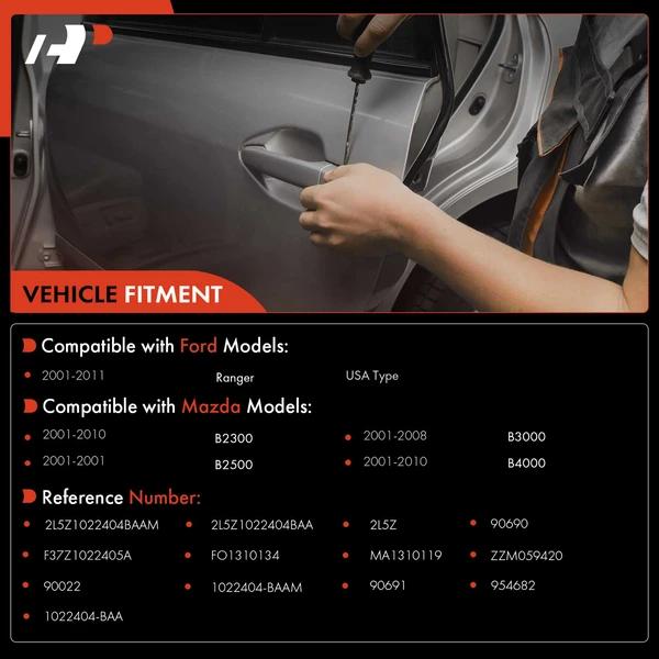 Front Left or Right Textured Black Exterior Door Handle for Mazda B2300 Ford