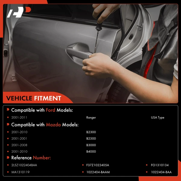 2 Pcs Front Textured Black Exterior Door Handle for Mazda B2300 Ford Ranger 01-11