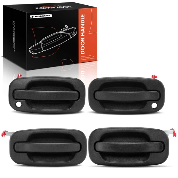 4 Pcs Front & Rear Textured Black Exterior Door Handle for 2000-2006 GMC Yukon