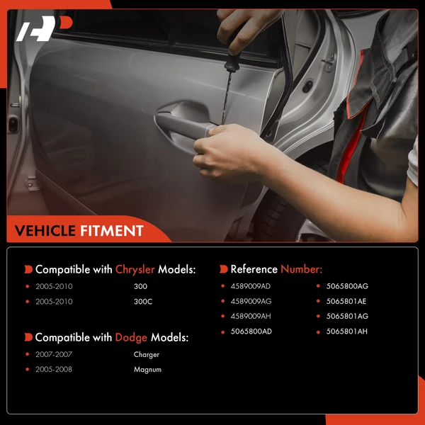 4 Pcs Front & Rear Chrome Exterior Door Handle for Chrysler 300 2005-2010 Dodge