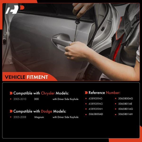 2 Pcs Front Chrome Exterior Door Handle for Chrysler 300 2005-2010 Dodge Magnum