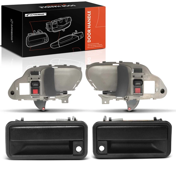 4 Pcs Front Textured Black Exterior & Beige Interior Door Handle for GMC C1500