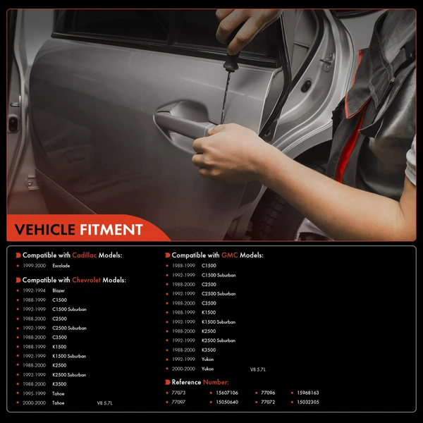 2 Pcs Front Textured Black Exterior Door Handle for GMC C1500 K1500 K2500 Yukon