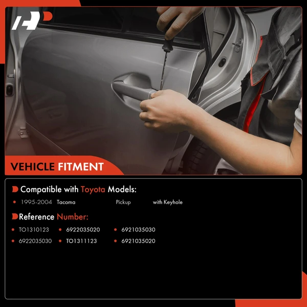 2 Pcs Front Textured Black Exterior Door Handle for Toyota Tacoma 1995-2004