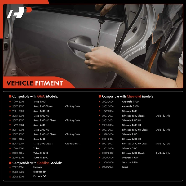 Front Driver Black Exterior Door Handle for Chevy Silverado 1500 GMC Sierra 1500 99-06