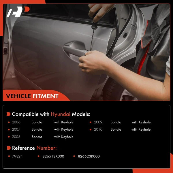 Front Driver Black Exterior Door Handle with Keyhole for Hyundai Sonata 2006-2010