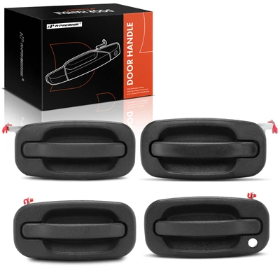 4 Pcs Front & Rear Textured Black Exterior Door Handle